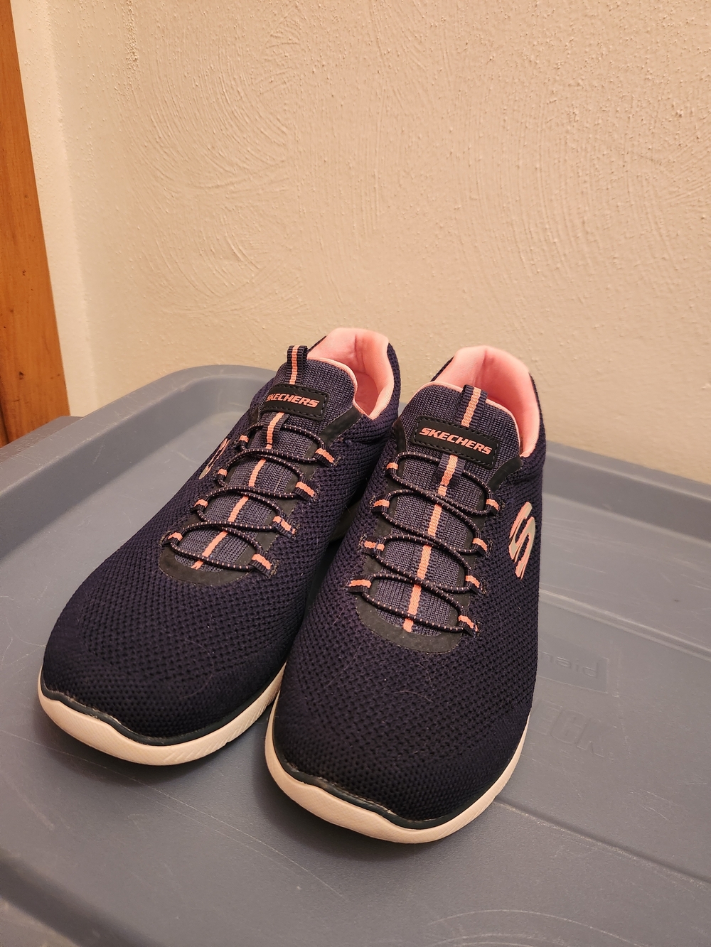 Skechers Navy with Pink Trim Slip-On Knit Sneakers for Women